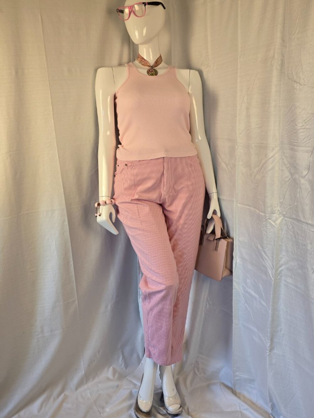 Bill Blass Pink Gingham Pants